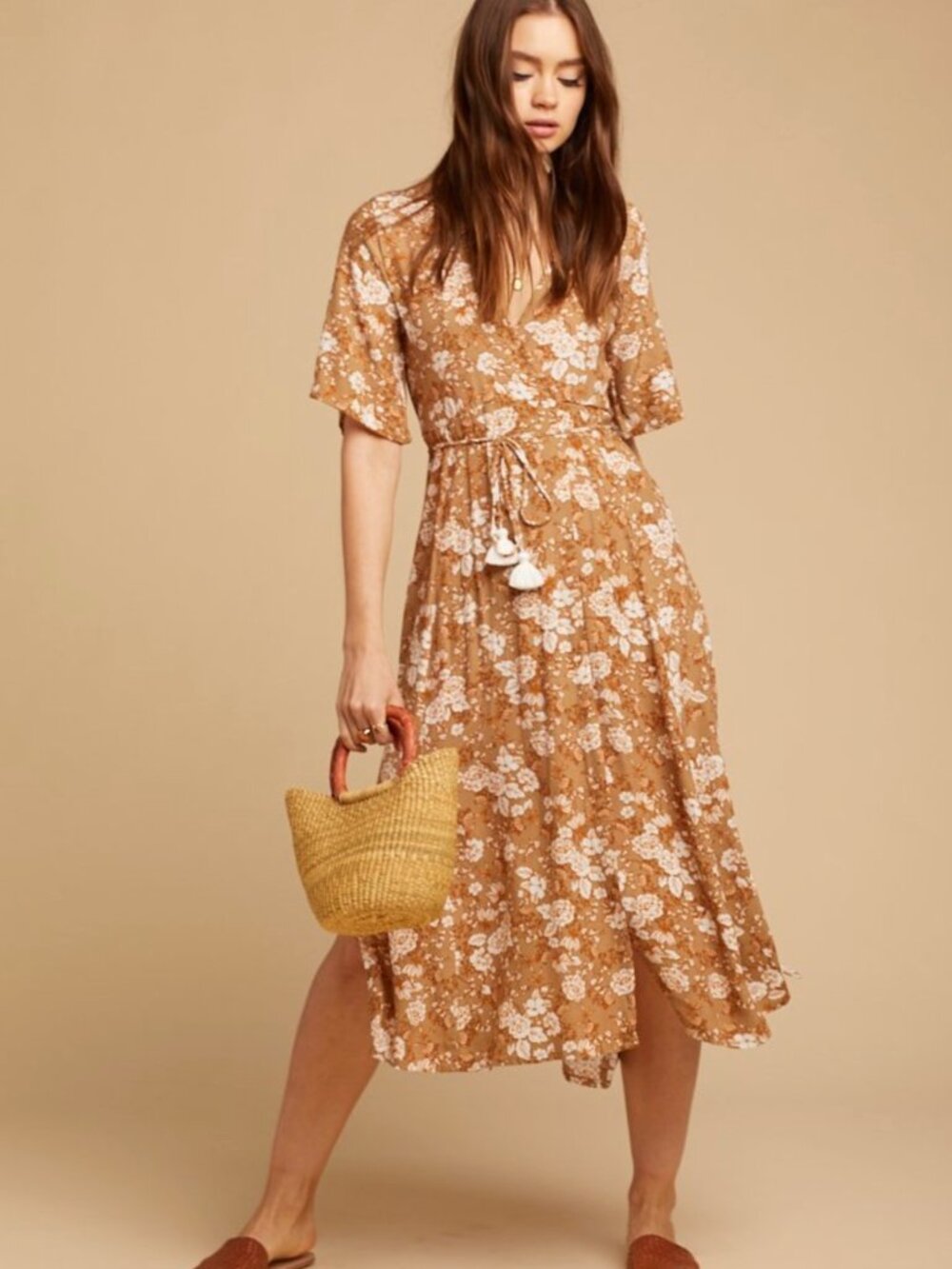 Faithfull the Brand | Rivera Midi Dress in Tan Floral